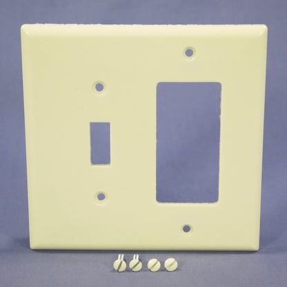 Eagle 2053A Almond 2-Gang Plastic Toggle Switch GFI Decorator Mid-Size Wallplate