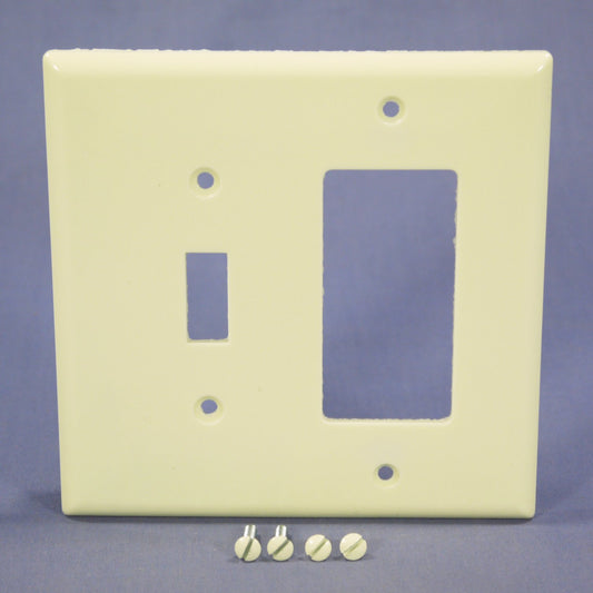 Eagle 2053A Almond 2-Gang Plastic Toggle Switch GFI Decorator Mid-Size Wallplate