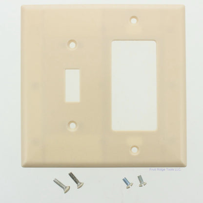 Eagle 2053V Ivory 2-Gang Toggle Switch Decorator GFCI Plastic Mid-Size Wallplate