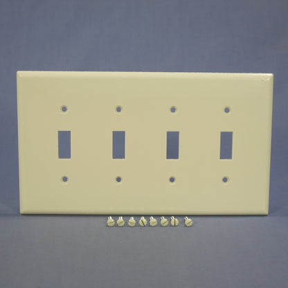 Eagle 2054-A Almond 4-Gang Toggle Switch Plastic Mid-Size Wallplate Cover Plate