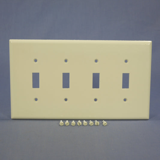 Eagle 2054-A Almond 4-Gang Toggle Switch Plastic Mid-Size Wallplate Cover Plate