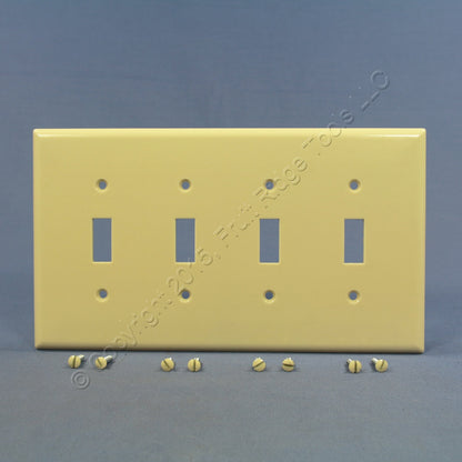Eagle 2054V Ivory Mid-size 4-Gang Toggle Switch Cover Plate Thermoset Wallplate