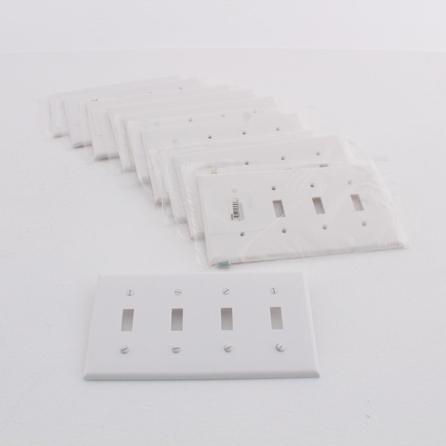 10 Eagle White Four-Gang Midi Toggle Switches Wall Plates 2054W-BOX