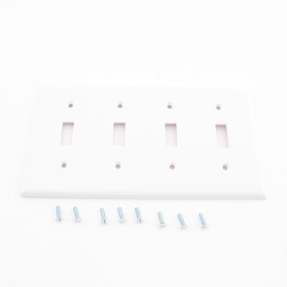 10 Eagle White Four-Gang Midi Toggle Switches Wall Plates 2054W-BOX