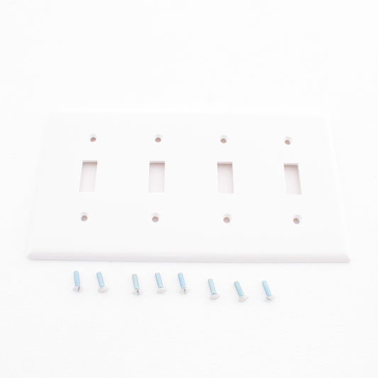 10 Eagle White Four-Gang Midi Toggle Switches Wall Plates 2054W-BOX