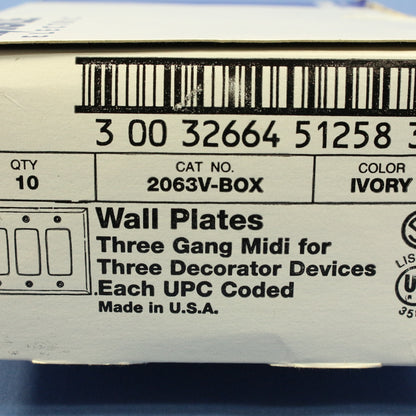 Eagle 2063V Ivory 3-Gang Decorator GFCI Plastic Mid-Size Wallplate Cover 10-pack