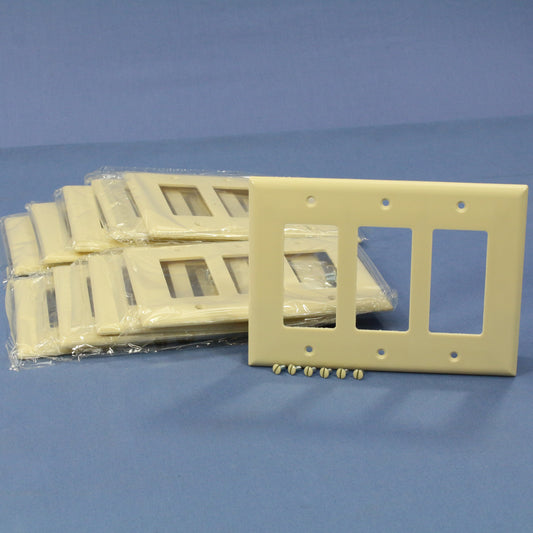 Eagle 2063V Ivory 3-Gang Decorator GFCI Plastic Mid-Size Wallplate Cover 10-pack