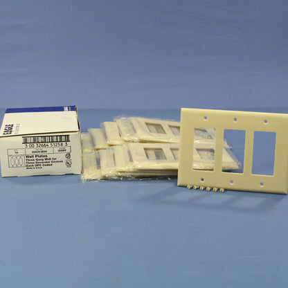 Eagle 2063V Ivory 3-Gang Decorator GFCI Plastic Mid-Size Wallplate Cover 10-pack