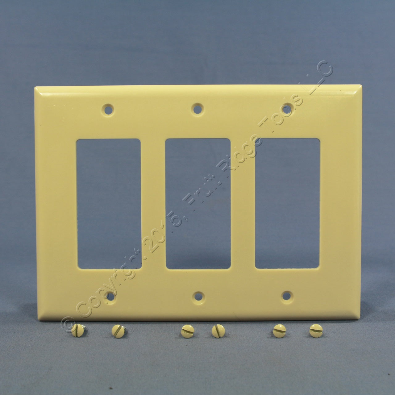 Eagle 2063V Ivory 3-Gang Decorator GFCI GFI Plastic Mid-Size Wallplate Cover