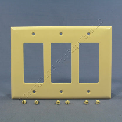 Eagle 2063V Ivory 3-Gang Decorator GFCI GFI Plastic Mid-Size Wallplate Cover