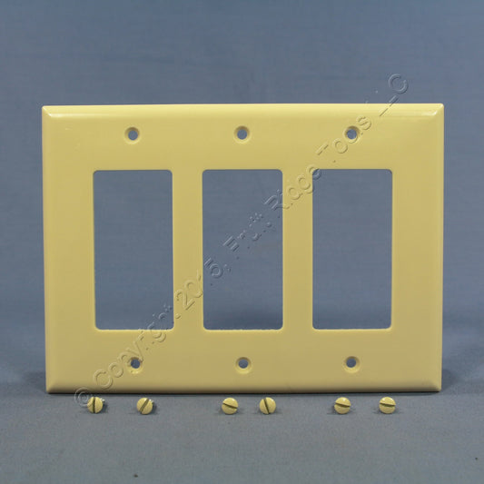 Eagle 2063V Ivory 3-Gang Decorator GFCI GFI Plastic Mid-Size Wallplate Cover