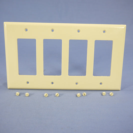 Eagle 2064V Ivory 4-Gang Decorator GFCI GFI Plastic Mid-Size Wallplate Cover