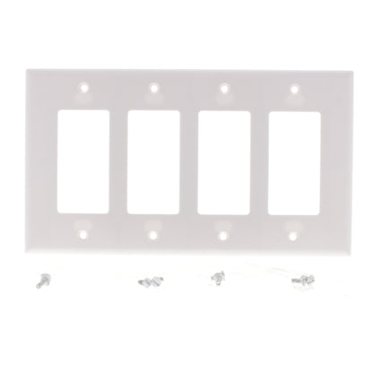 Eagle 2064W White 4-Gang Decorator GFCI Plastic Mid-Size Wallplate Cover Plate