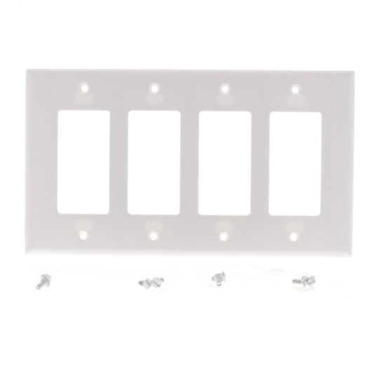 Eagle 2064W White 4-Gang Decorator GFCI Plastic Mid-Size Wallplate Cover Plate