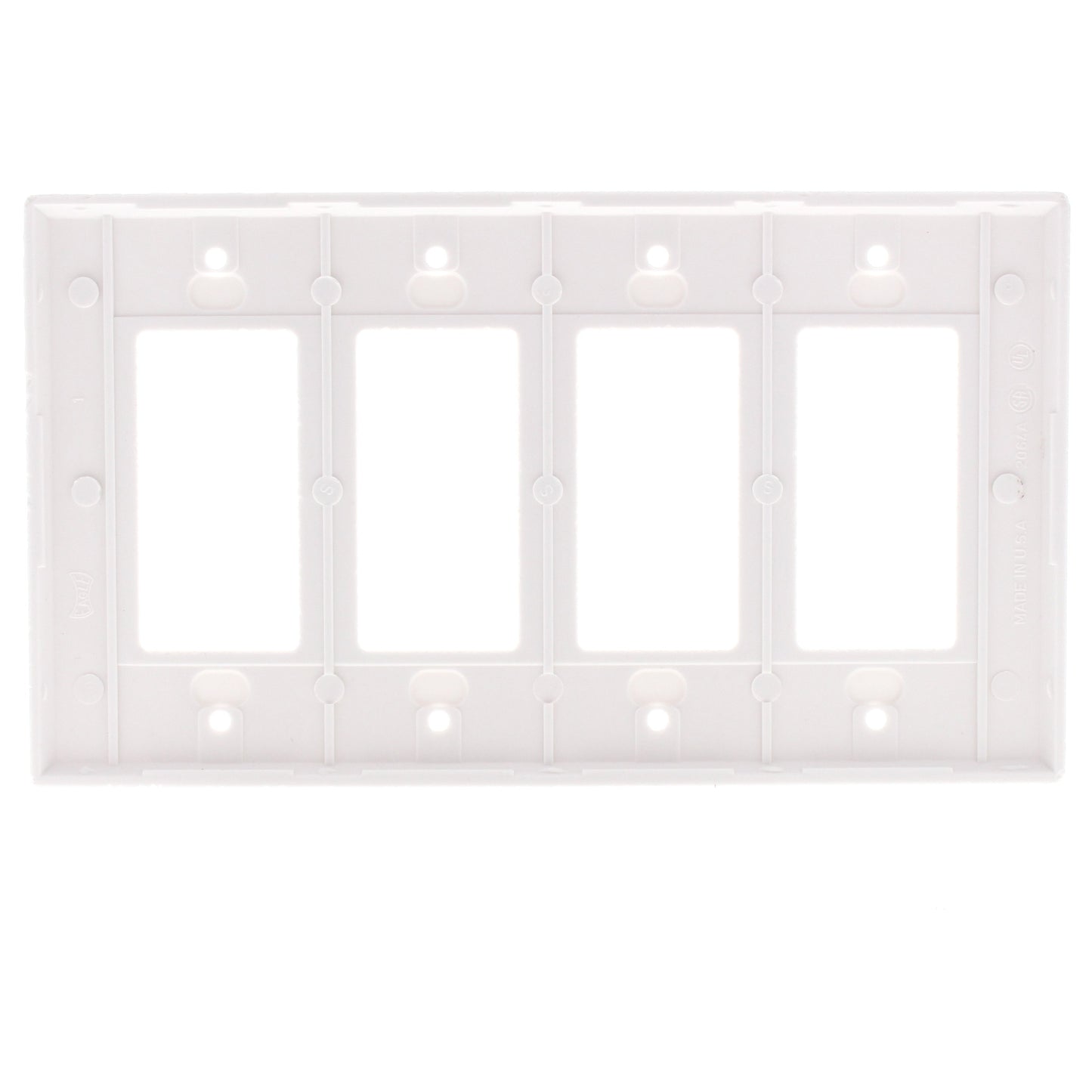 Eagle 2064W White 4-Gang Decorator GFCI Plastic Mid-Size Wallplate Cover Plate