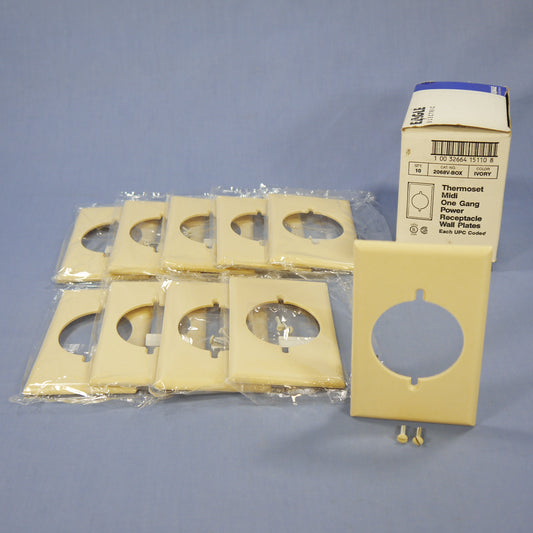Eagle 2068V Ivory 1-Gang Power Outlet 2.15" Hole Plastic Wallplate Cover 10pcs