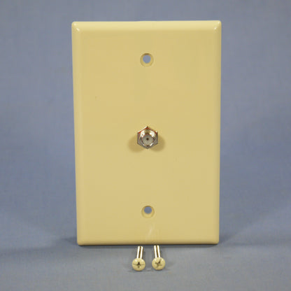 Eagle 2072V Ivory 1-Gang F-Connector Unbreakable Nylon Mid-Size Wallplate Cover