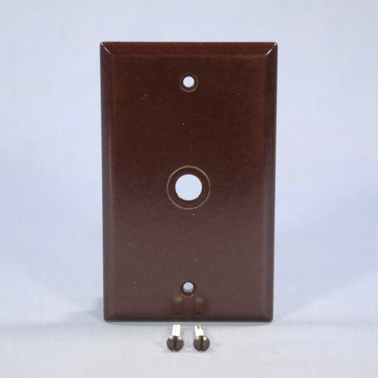 Eagle 2128B Brown 1-Gang Telephone .375" Hole Plastic Wallplate Cover Box Mount