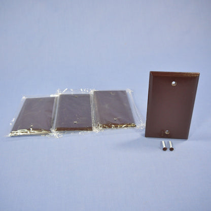 Eagle 2129B Brown 1-Gang Blank Plastic Thermoset Wallplate Cover Box Mount 4pcs