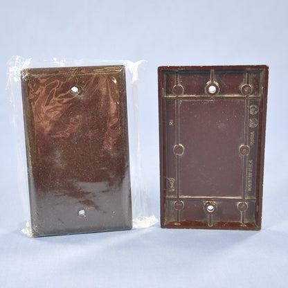 Eagle 2129B Brown 1-Gang Blank Plastic Thermoset Wallplate Cover Box Mount 4pcs