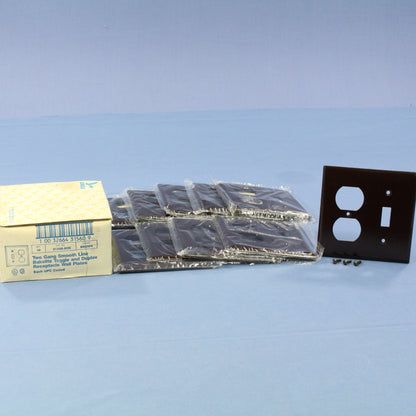 Eagle 2138B Brown 2-Gang Toggle Duplex Plastic Standard Wallplate Cover 10-pack