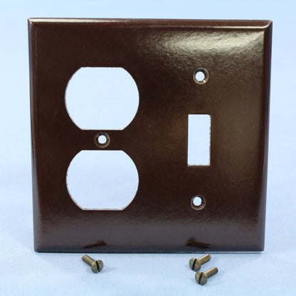 Eagle 2138B Brown 2-Gang Toggle Duplex Plastic Standard Wallplate Cover 10-pack