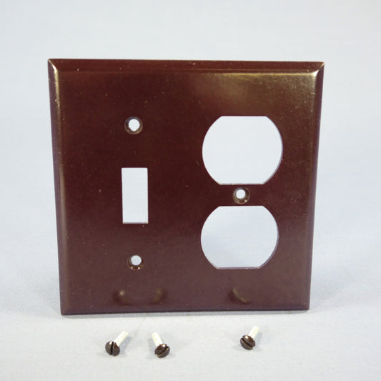 Eagle 2138B Brown 2-Gang Toggle Switch Receptacle Outlet Thermoset Wallplate 2pc