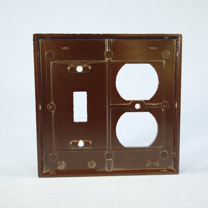Eagle 2138B Brown 2-Gang Toggle Switch Receptacle Outlet Thermoset Wallplate 2pc