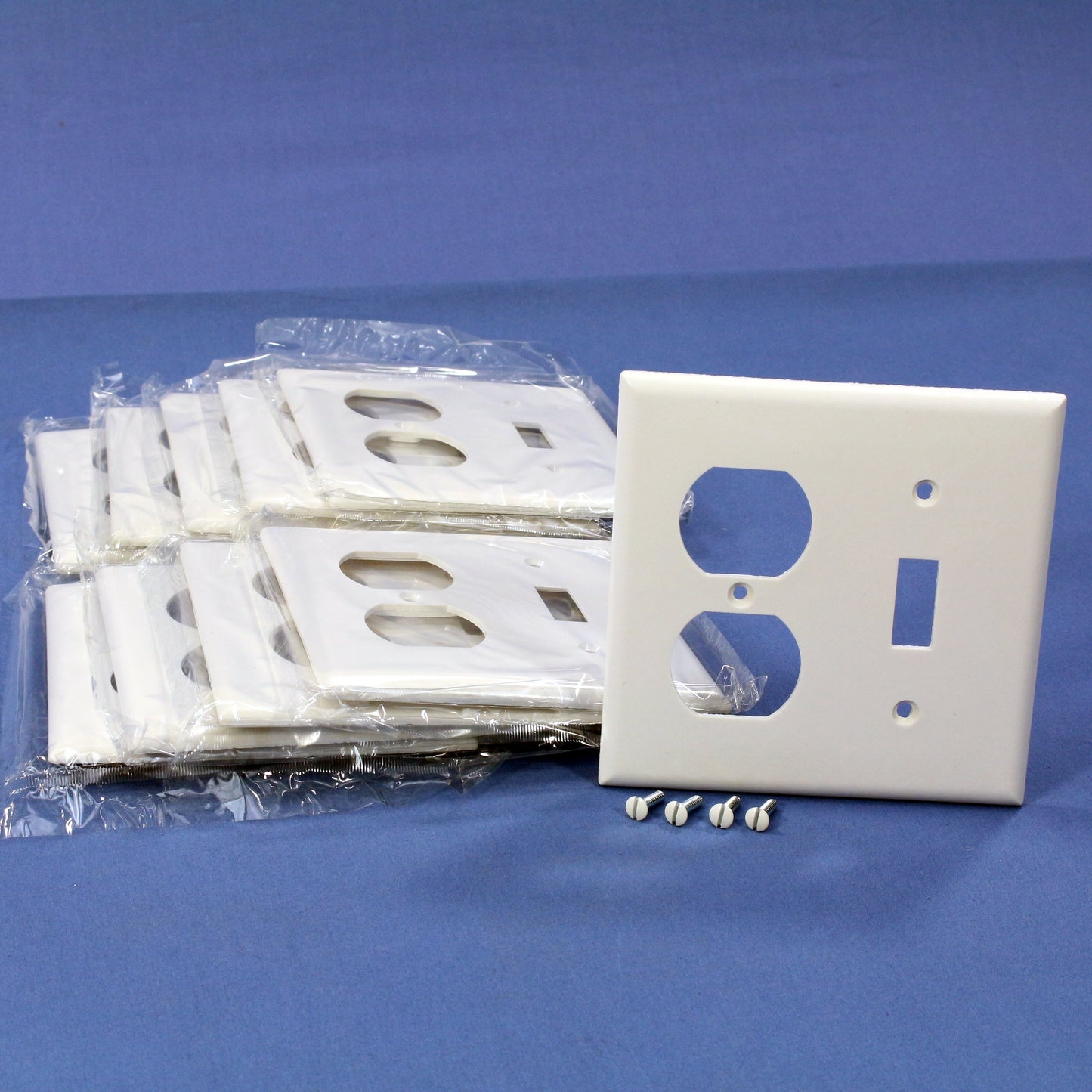Eagle 2138W White 2-Gang Toggle Duplex Plastic Standard Wallplate Cover 10-pack