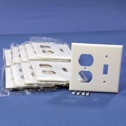 Eagle 2138W White 2-Gang Toggle Duplex Plastic Standard Wallplate Cover 10-pack