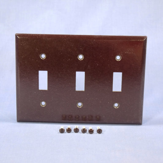 Eagle 2141B Brown 3-Gang Toggle Switch Plastic Standard Wallplate Cover Plate