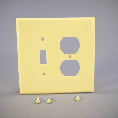 Eagle 2148V Ivory 2-Gang Toggle Duplex Outlet Plastic Oversize Wallplate Cover
