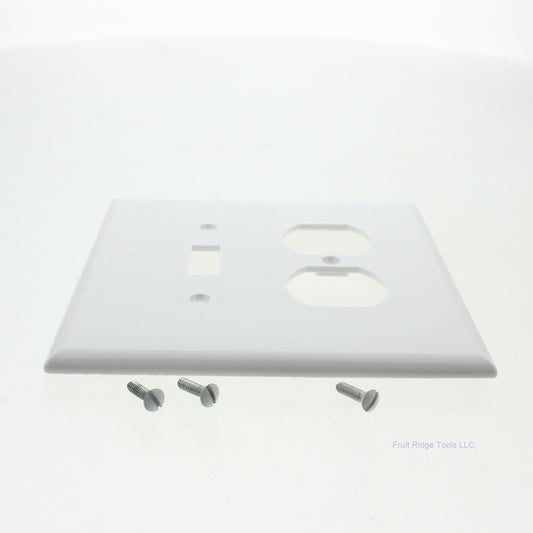 Eagle White Jumbo 2Gang Toggle Duplex Cover Oversized Thermoset Wallplate 2148W