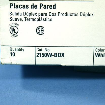 Eagle 2150W White 2-Gang Duplex Outlet Plastic Standard Wallplate Covers 10-pack