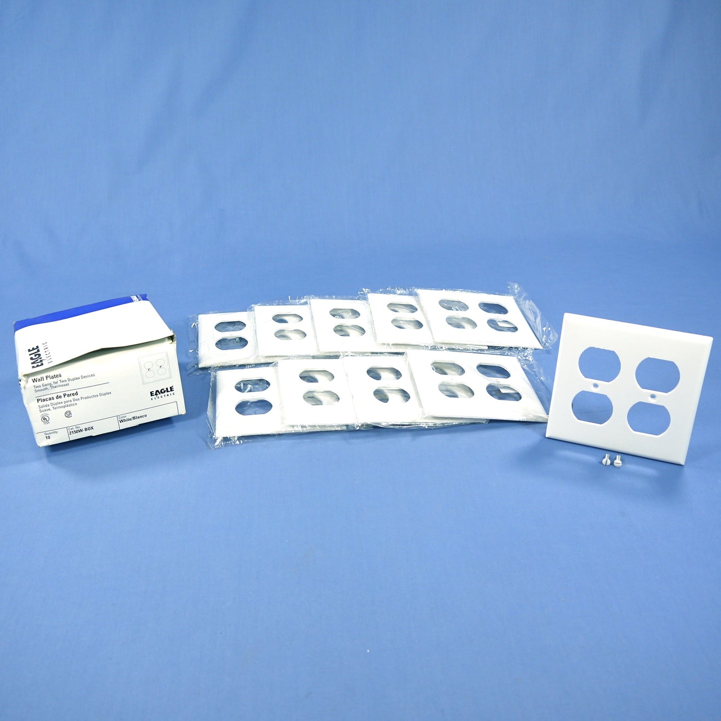 Eagle 2150W White 2-Gang Duplex Outlet Plastic Standard Wallplate Covers 10-pack