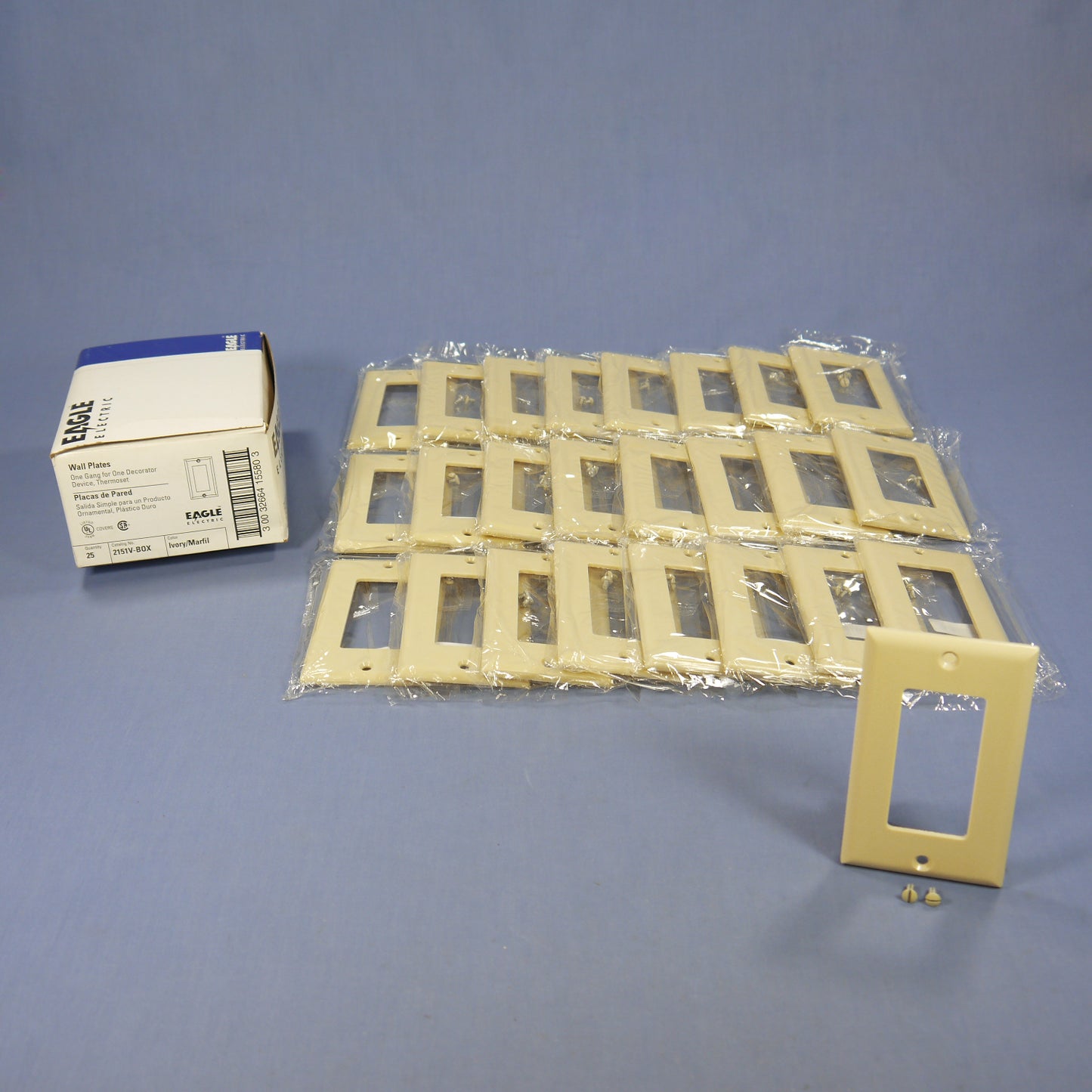 Eagle 2151V Ivory 1-Gang Decorator GFCI Plastic Standard Wallplate Covers 25pcs