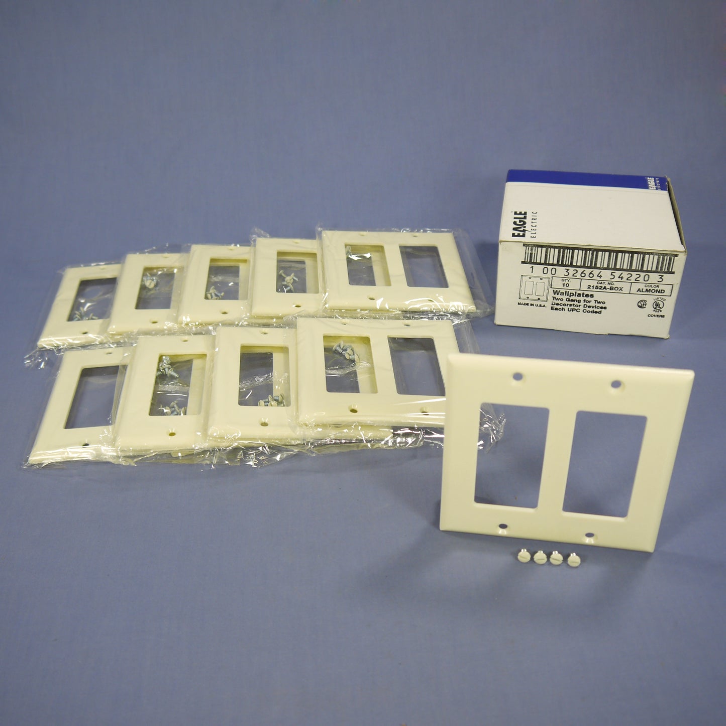 Eagle 2152A Almond 2-Gang Decorator Plastic Standard Wallplate Covers 10-pack