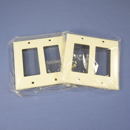 Eagle 2152A Almond 2-Gang Decorator GFCI Plastic Standard Wallplate Covers 2pcs
