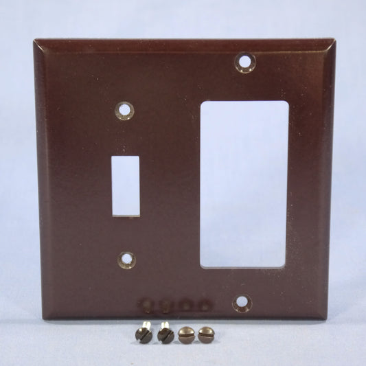Eagle 2153B Brown 2-Gang Toggle Switch Decorator GFCI Plastic Standard Wallplate