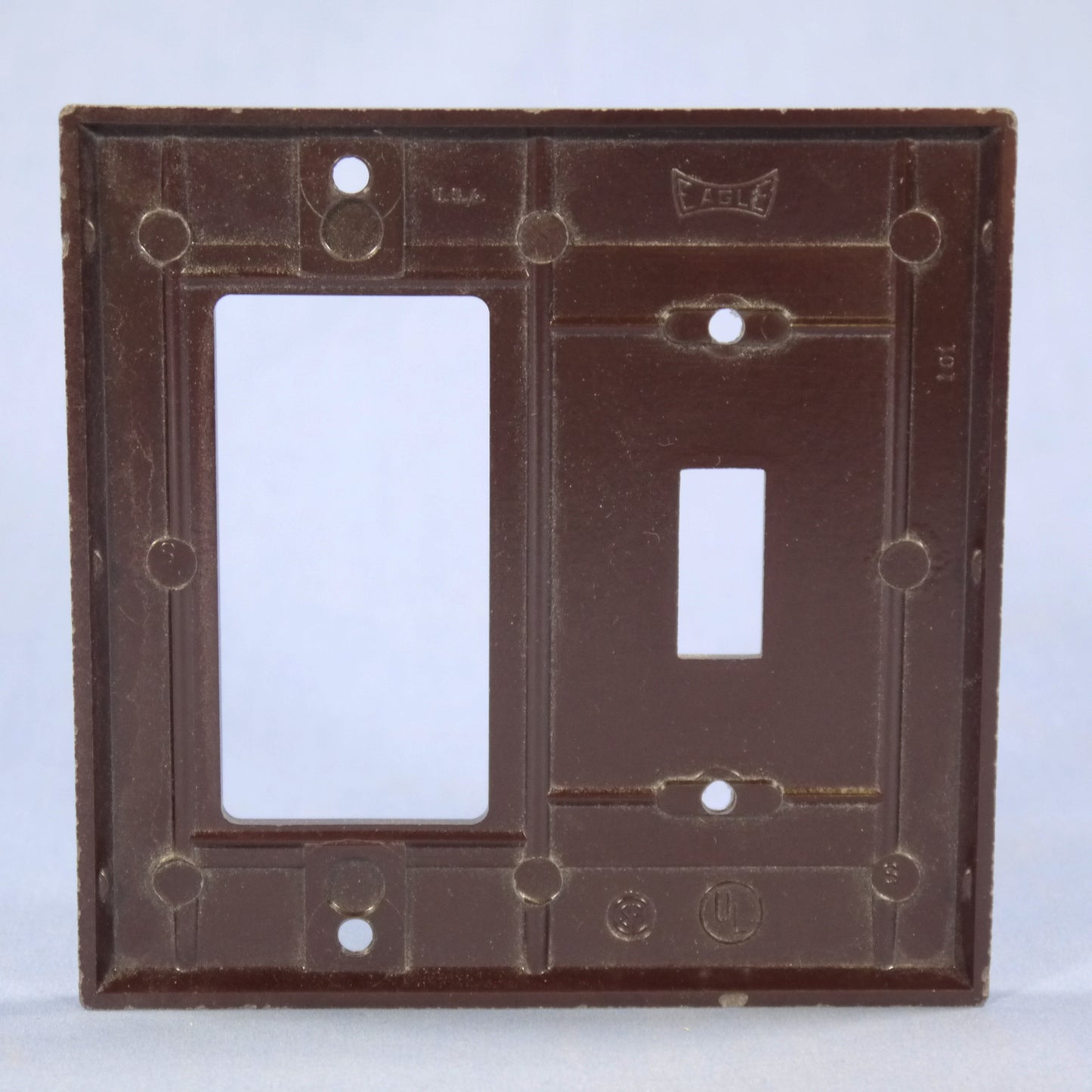 Eagle 2153B Brown 2-Gang Toggle Switch Decorator GFCI Plastic Standard Wallplate