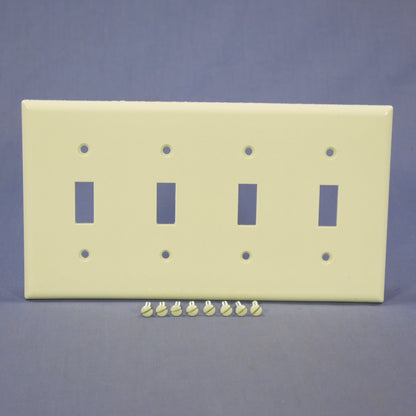 Eagle 2154A Almond 4-Gang Toggle Switch Cover Thermoset Wallplate Standard Size
