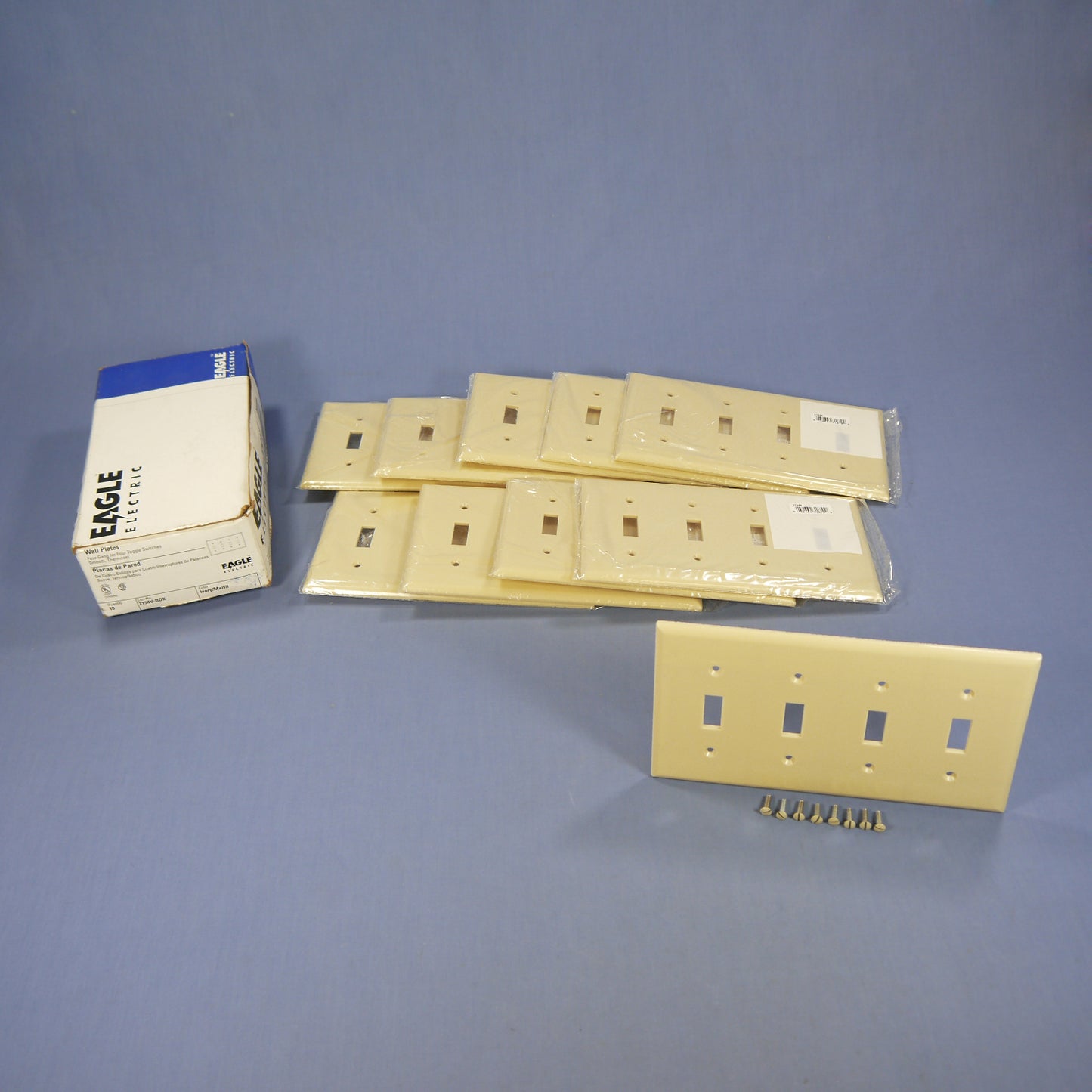 Eagle 2154V Ivory 4-Gang Toggle Switch Cover Thermoset Wallplates 10-Pack