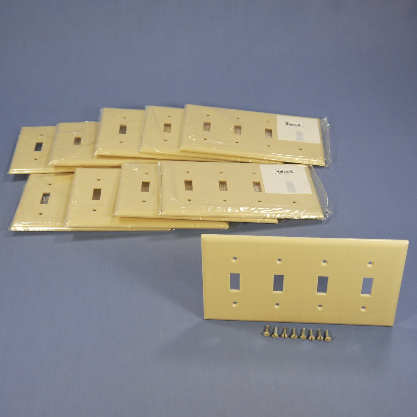 Eagle 2154V Ivory 4-Gang Toggle Switch Cover Thermoset Wallplates 10-Pack