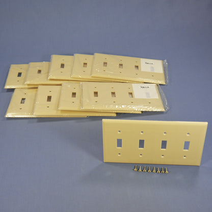 Eagle 2154V Ivory 4-Gang Toggle Switch Cover Thermoset Wallplates 10-Pack