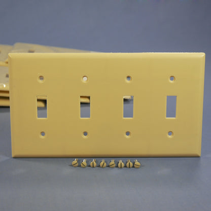 Eagle 2154V Ivory 4-Gang Toggle Switch Cover Thermoset Wallplates 10-Pack