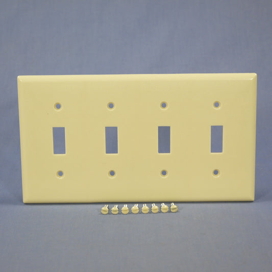Eagle 2154V Ivory 4-Gang Toggle Switch Plastic Standard Wallplate Cover Plate