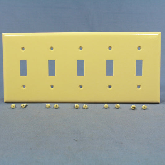 Eagle 2155V Ivory 5-Gang Toggle Switch Plastic Standard Wallplate Cover Plate