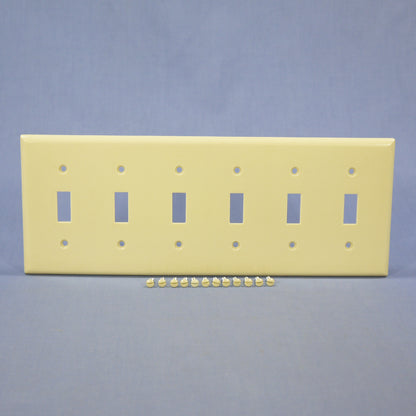 Eagle 2156V Ivory 6-Gang Toggle Switch Plastic Standard Wallplate Cover Plate