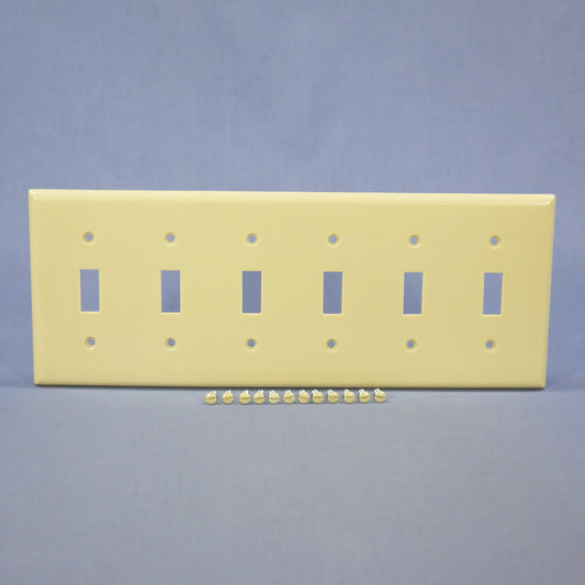 Eagle 2156V Ivory 6-Gang Toggle Switch Plastic Standard Wallplate Cover Plate