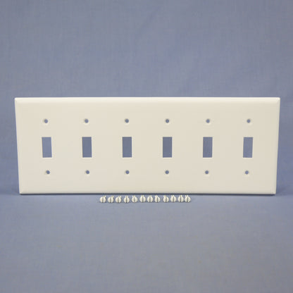 Eagle 2156W White 6-Gang Toggle Switch Plastic Standard Wallplate Cover Plate